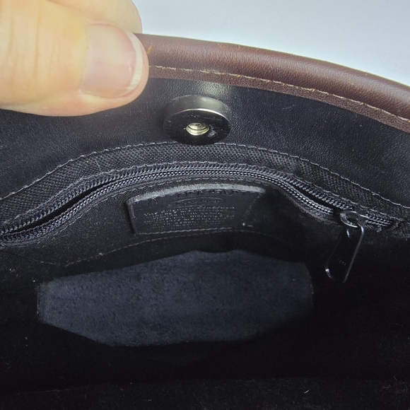 Brighton Croc Embossed Leather Shoulder Bucket Bag Black And Brown Vintage - Picture 9 of 10